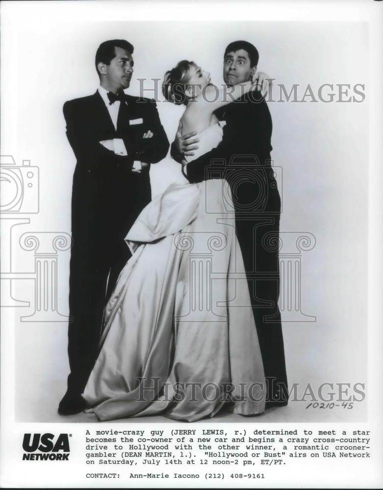 1956 Press Photo Hollywood or Bust Jerry Lewis, Dean Martin &amp; Anita Ekberg - Historic Images