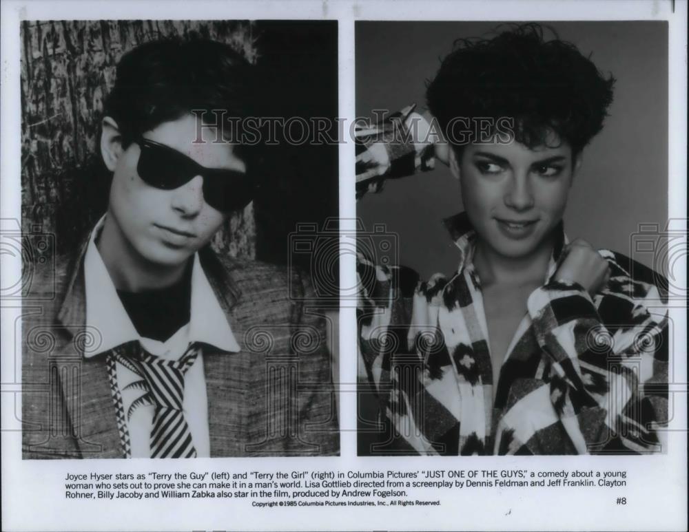 1985 Press Photo Joyce Hyser and Terry the Girl in Just One Of The Guys movie - Historic Images