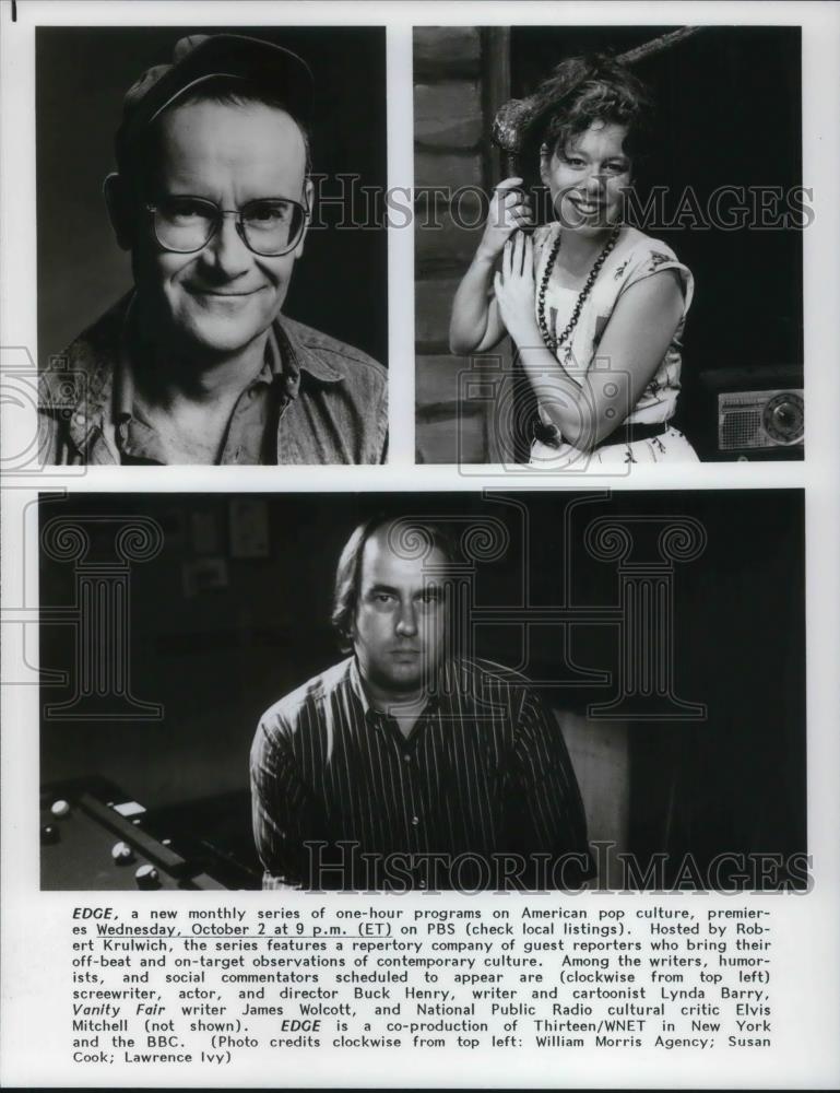 Press Photo Buck Henry, Lynda Barry and James Wolcott in &quot;Edge&quot; - cvp22902 - Historic Images