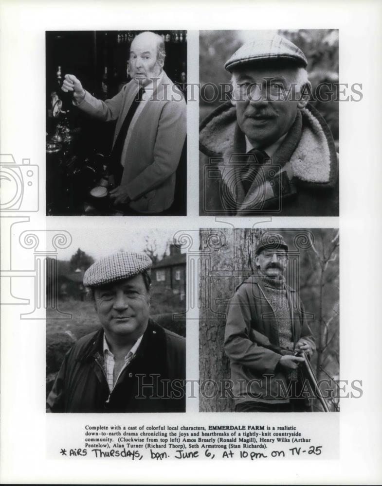 Press Photo Amos Brearly Henry Wilks Alan turner in &quot;Emmerdale Farm&quot; - cvp22906 - Historic Images