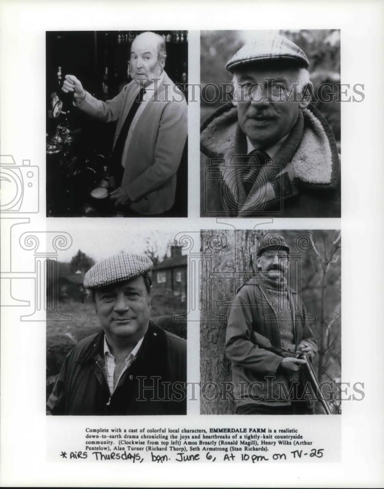 Press Photo Amos Brearly Henry Wilks Alan turner in "Emmerdale Farm" - cvp22906 - Historic Images