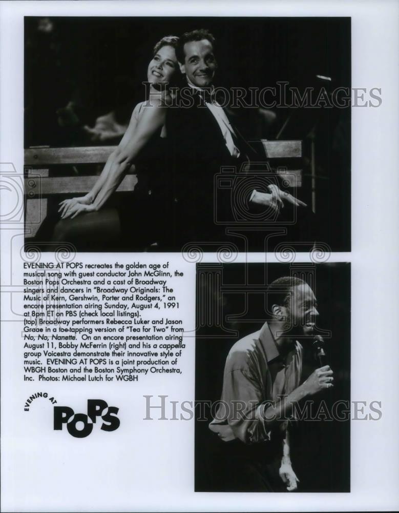 Press Photo Rebecca Luker, Jason Grace and BObby McFerrin in &quot;Evening at Pops&quot; - Historic Images