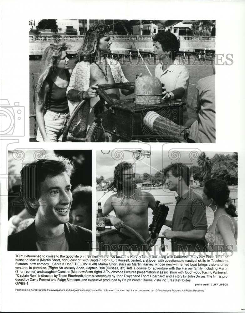 Undated Press Photo Mary Kay Place, Martin Short, Kurt Russell in Captain Ron - Historic Images