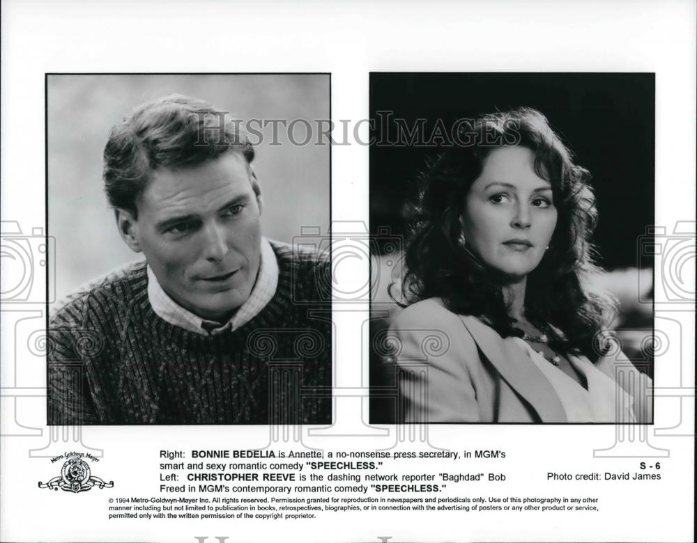 Press Photo Bonnie Bedelia Christopher Reeve In Speechless - cvp30356 - Historic Images