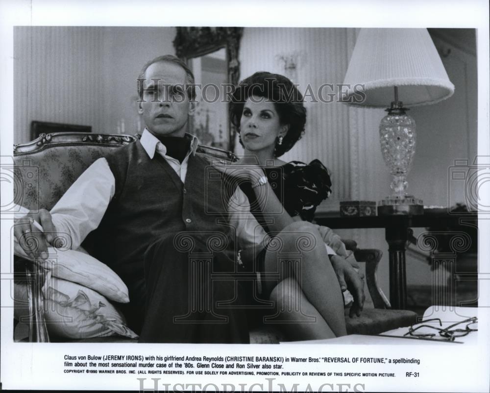 1991 Press Photo Jeremy Irons and Christine Baranski in Reversal Of Fortune - Historic Images