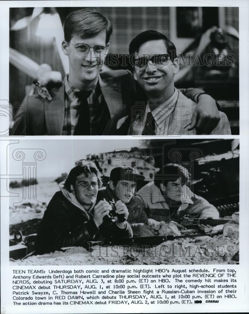 1986 Press Photo Anthony Edwards and Robert Carridine in Revenge of The Nerds - Historic Images