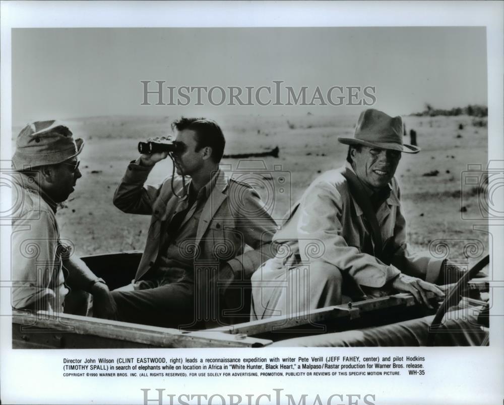 1991 Press Photo clint Eastwood, Timothy Spall, and Jeff Fahey in White Hunter, - Historic Images