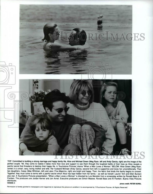 Undated Press Photo Meg Ryan and Andy Garcia in When a Man Loves a Woman - Historic Images