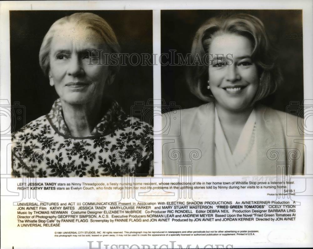 1992 Press Photo Jessica Tandy and Kathy Bates in Fried Green Tomatoes - Historic Images