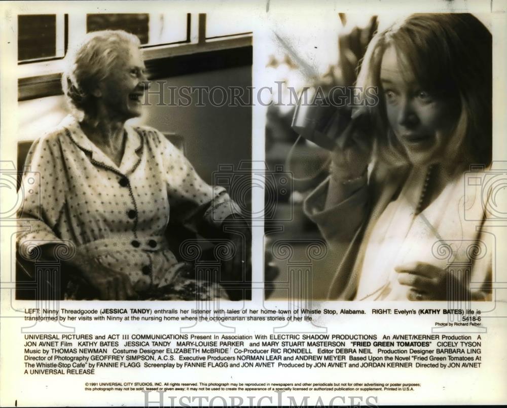 1992 Press Photo Jessica Tandy and Kathy Bates in fried Green Tomatoes - Historic Images