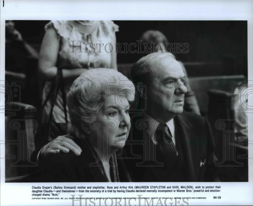 1989 Press Photo Barbara Streisand, Maureen Stapleton, Karl Malden in Nuts - Historic Images