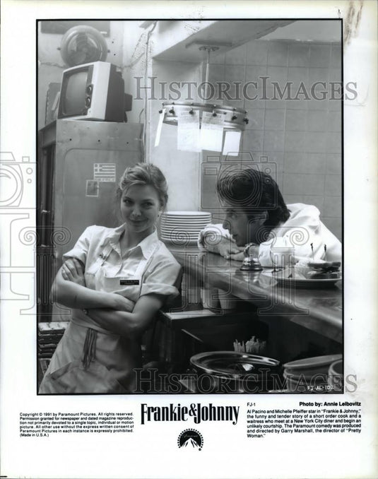1991 Press Photo Al Pacino and Michelle Pfeifer in Franki & Johnny - cvp45621 - Historic Images