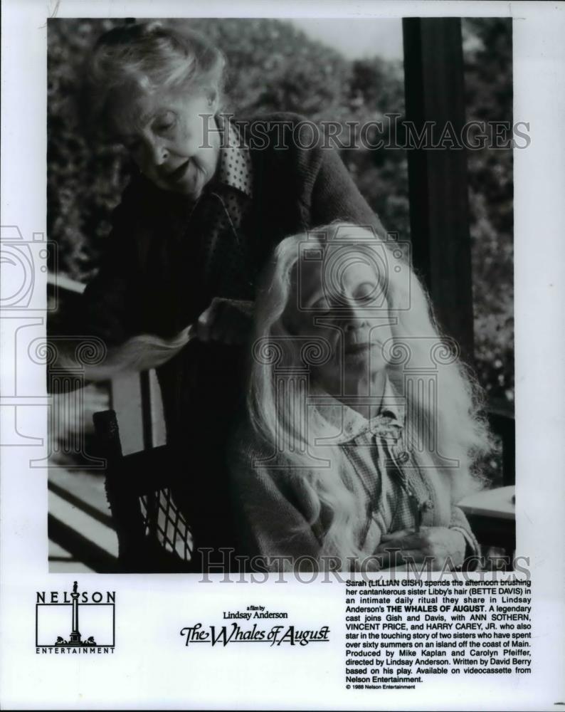 1991 Press Photo Lillian Gish, Bette Davis in The Whales of August - cvp45889 - Historic Images