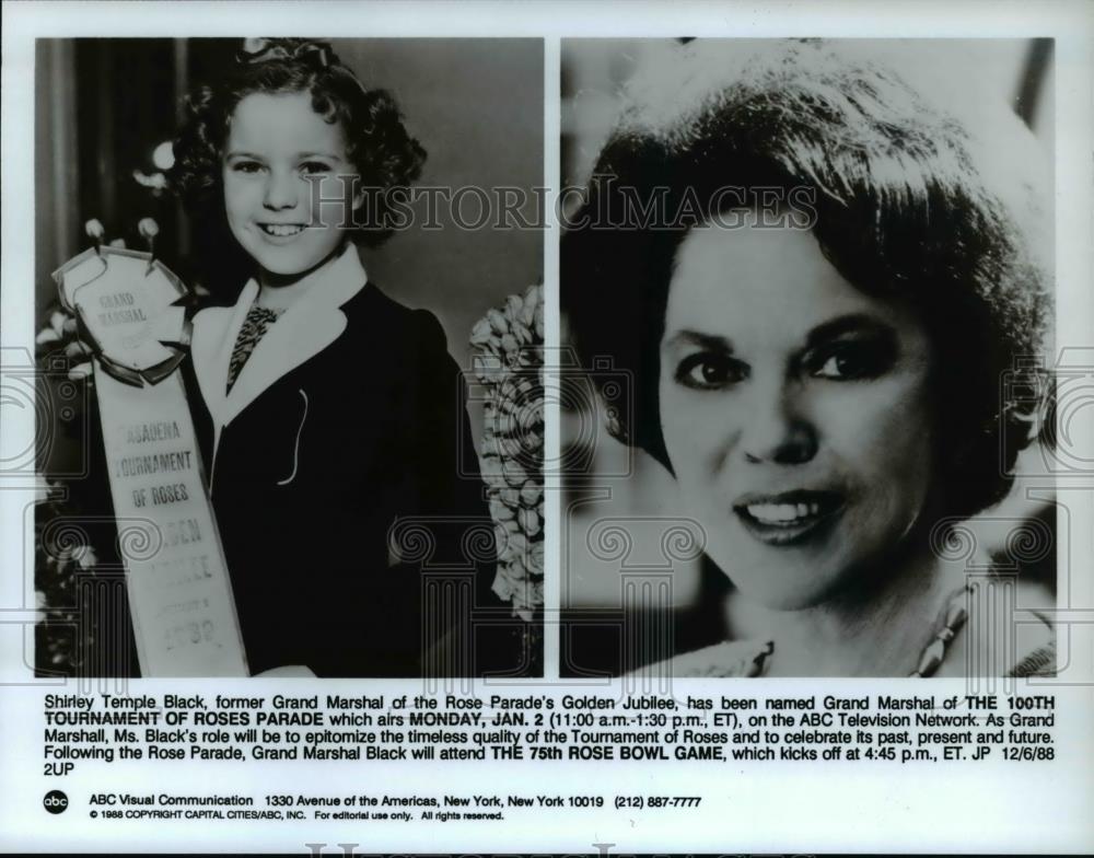 1988 Press Photo Shirley Temple Black in The 75th Rose Bowl Game - cvp46004 - Historic Images