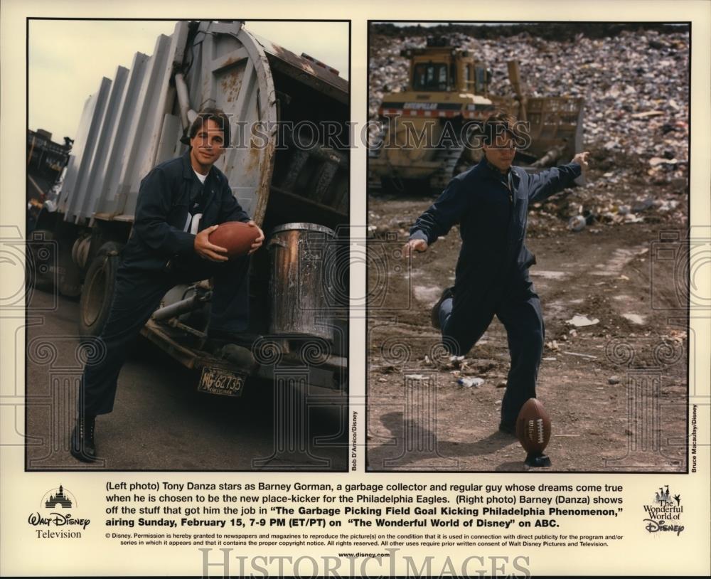 Press Photo Tony Danza in The Garbage Picking Field Goal Kicking Phenomenon - Historic Images