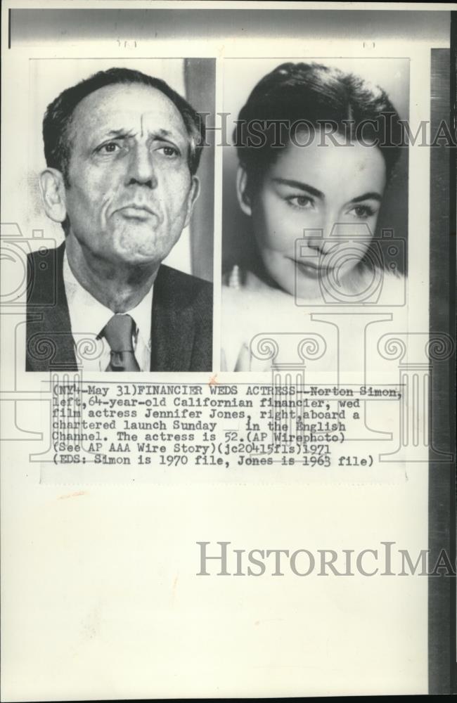 1971 Wire Photo Norton Simon, 64 years old Californian financier film actress - Historic Images