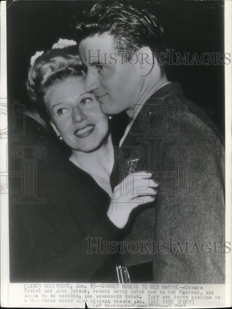 1943 Wire Photo Ginger Rogers and Jack Briggs, former movie actor now in the - Historic Images