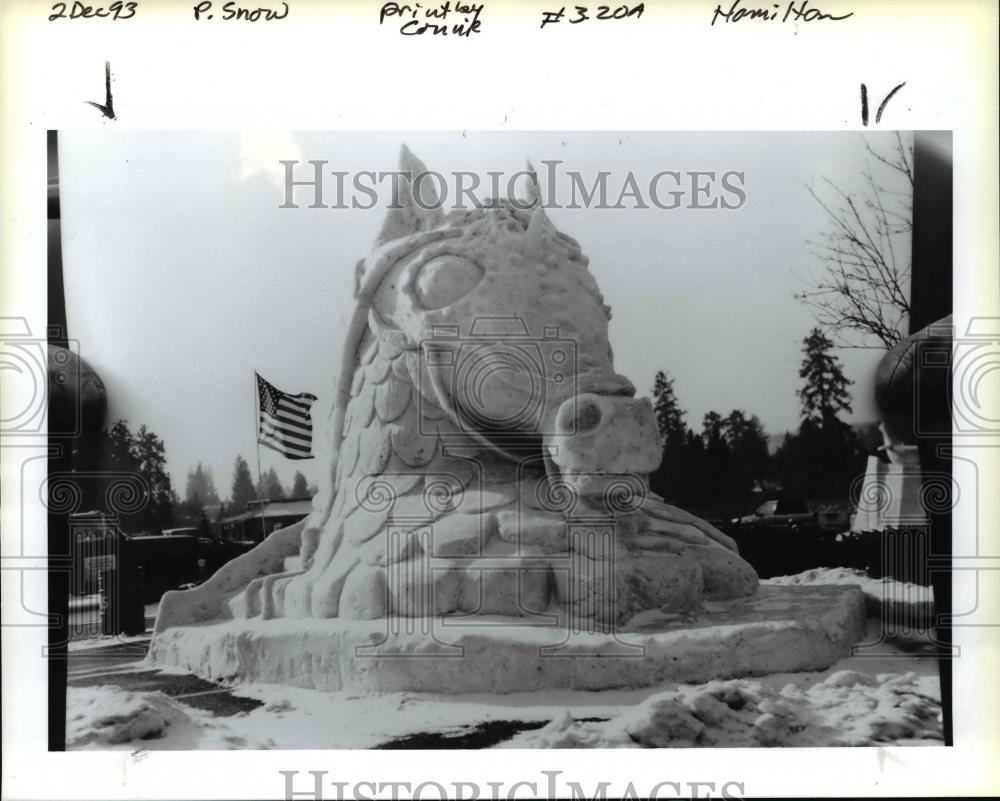 1993 Press Photo Snow sculpture - orb46262 - Historic Images