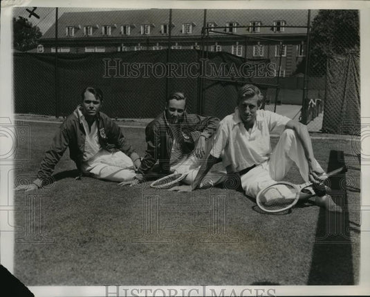 1939 Press Photo Robert Harman, Bill G Hoogs, Dan Roberts at Haverford PA tennis - Historic Images