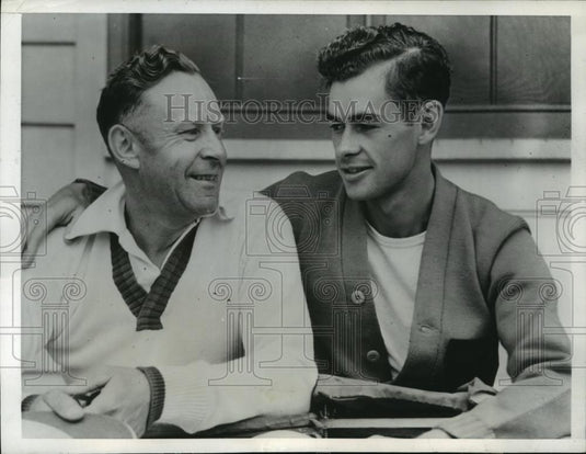 1941 Press Photo Dr WF Widen, Edward Olson Doubles Tennis at Minneapolis MN - Historic Images