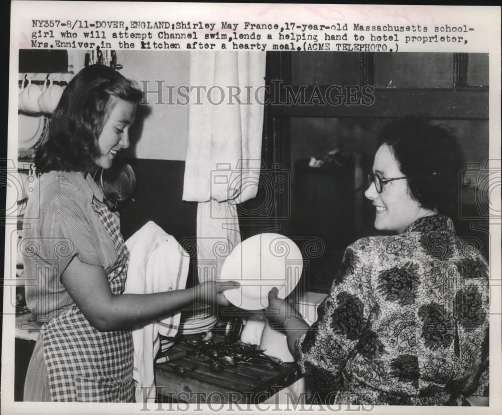 1949 Press Photo Shirley May Frances to try English Channel swim from Dover - Historic Images