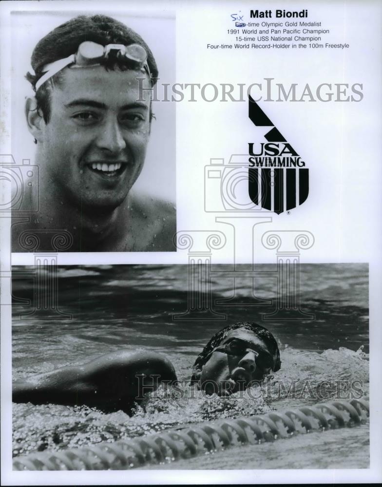 1991 Press Photo Matt Biondi, Six time Olympic Gold Medalist - orc11472 - Historic Images