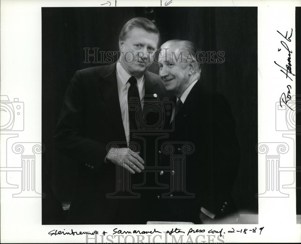 1989 Press Photo Steinberner with Samaranch seen after the press conference - Historic Images