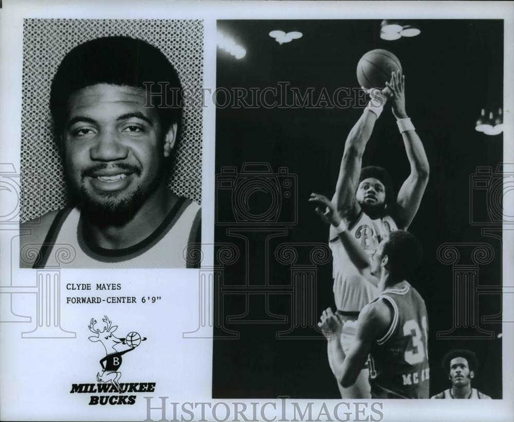 Press Photo Clyde Mayes Forward-Center 6-9 Milwaukee Bucks - orc13278 - Historic Images
