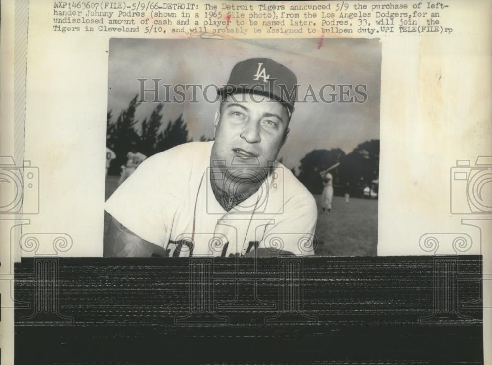 1966 Press Photo Detroit Tigers purchases pitcher Johnny Podres from Dodgers - Historic Images