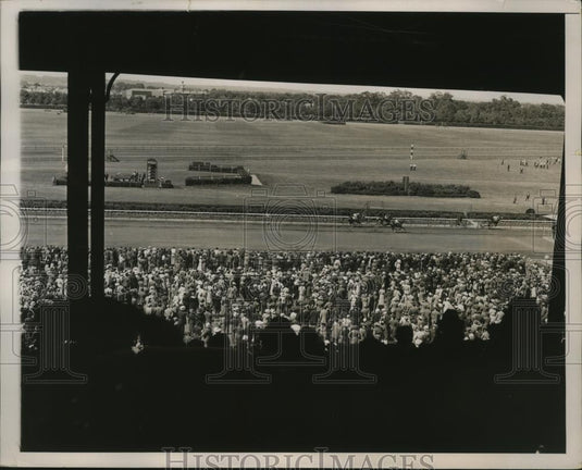 1936 Press Photo Miss Merriment wins at Belmont NY vs Excite, Weston - net31317 - Historic Images