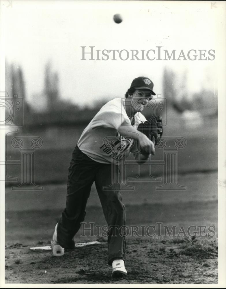 1983 Press Photo Gordie McDonell, Newberg Pitcher at Tigers workout - orc08712 - Historic Images