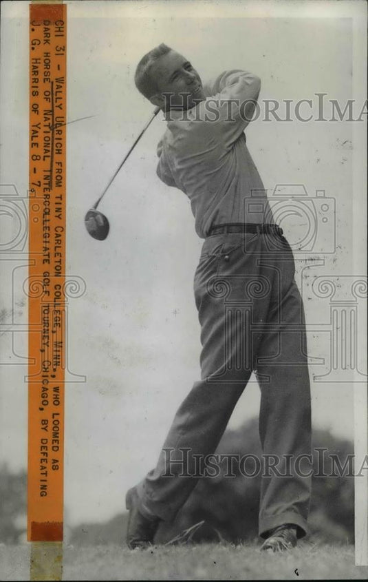 1943 Press Photo Wally Urich at the Intercollegiate Golf Tourney Chicago - Historic Images