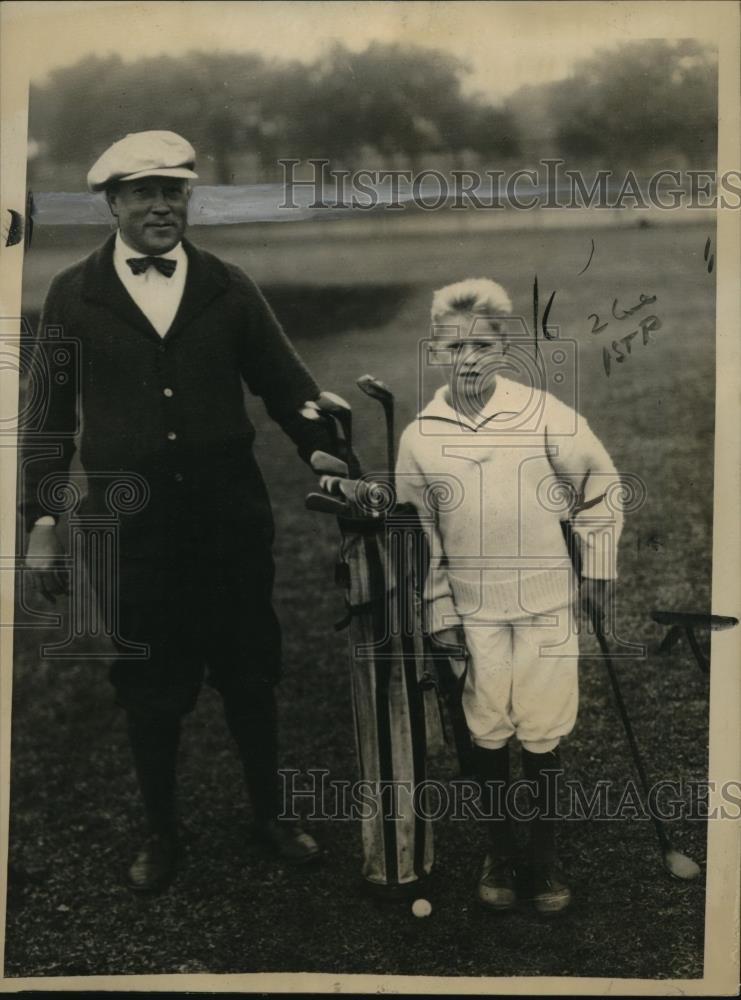1922 Press Photo James S Stokes Jr &amp; son James at Father &amp; Son golf in NJ - Historic Images