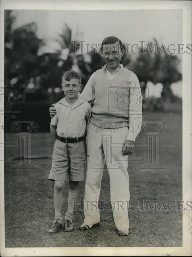 1932 Press Photo Jockey Tony Moatee &amp; son at Bayshore golf course - net30218 - Historic Images