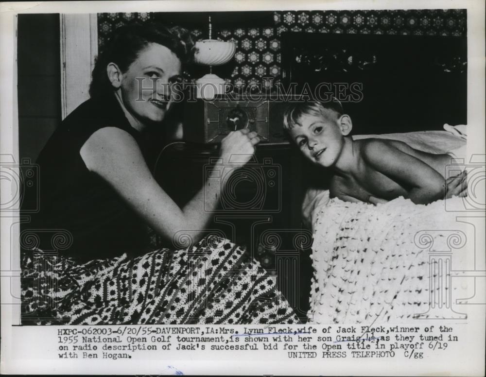 1955 Press Photo Mrs Lynn Fleck &amp; son Craig family of National Open champ Jack - Historic Images