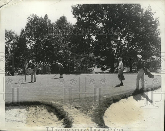 1934 Press Photo Glenna Collett Vare, Diana Fishwick at National Women's Golf PA - Historic Images