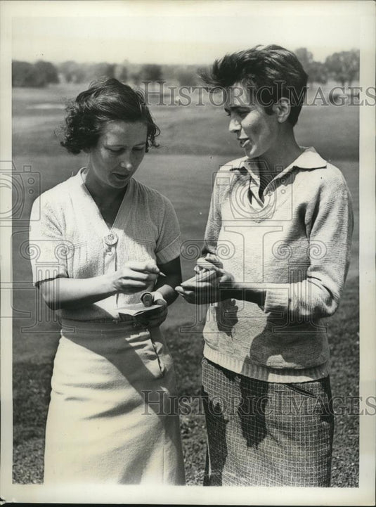 1937 Press Photo Alberta Haycroft & Mrs Russell Mann, Women's Western Golf Derby - Historic Images