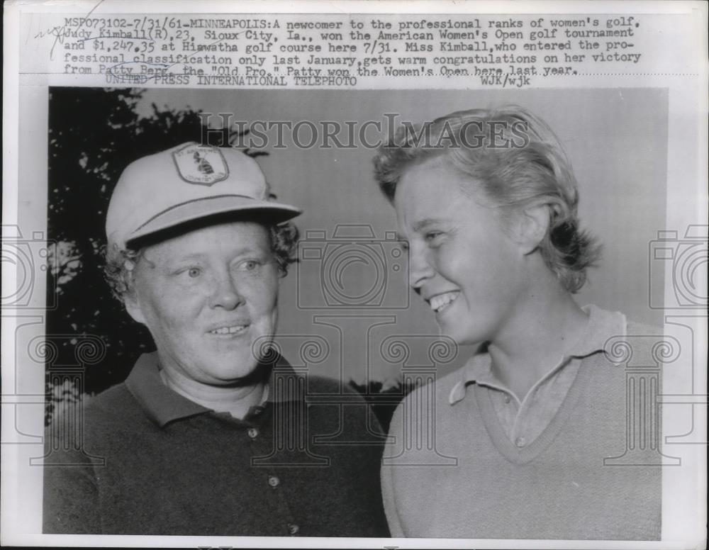 1961 Press Photo Judy Kimball, Patty Berg atUS Women&#39;s Golf at Minneapolis - Historic Images