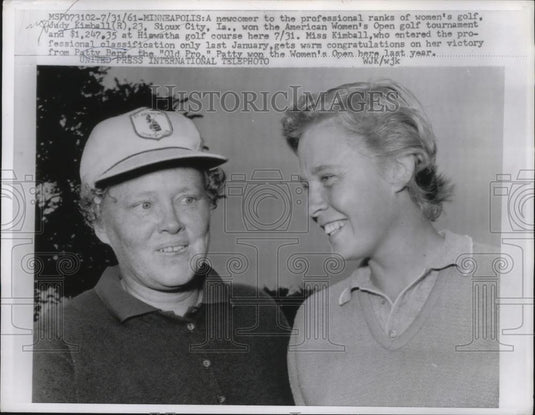 1961 Press Photo Judy Kimball, Patty Berg atUS Women's Golf at Minneapolis - Historic Images