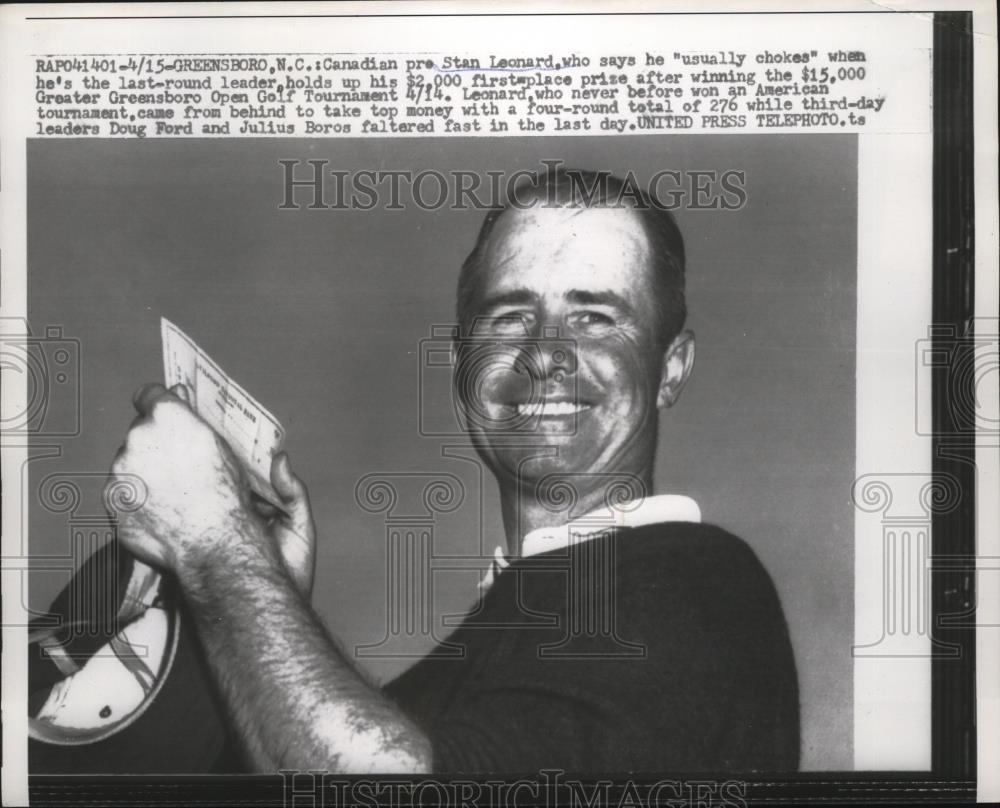 1957 Press Photo Golfer Stan Leonard won Greater Greensboro Open in NC - Historic Images