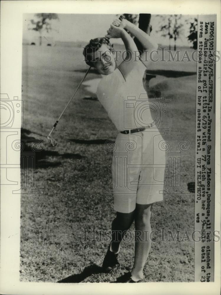 1958 Press Photo Sahron Fiadoos at Spencer Iowa Jr girls golf tournament - Historic Images