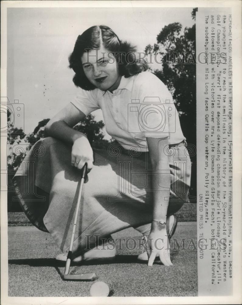 1952 Press Photo Berridge Long at Women's Western Open in Los Angeles - Historic Images