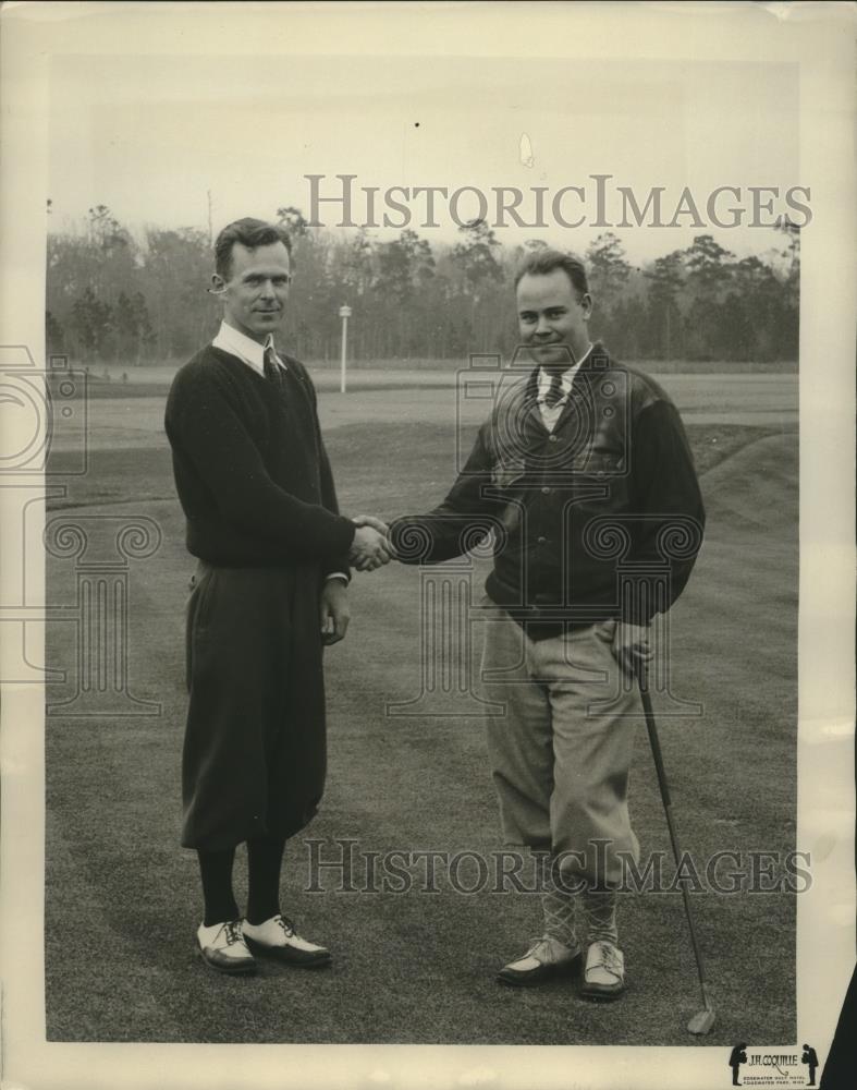 1931 Press Photo Fred Lamprecht, Jack Westlund at American Amateur golf - Historic Images