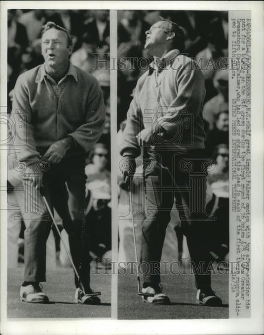 1970 Press Photo Arnold Palmer joyful after sinking putt at Greensboro Open - Historic Images