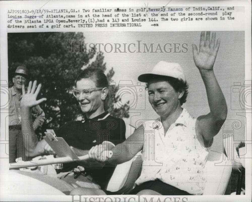 1959 Press Photo Beverly Hanson, Louise Suggs at Atlanta GA LPGA golf - Historic Images