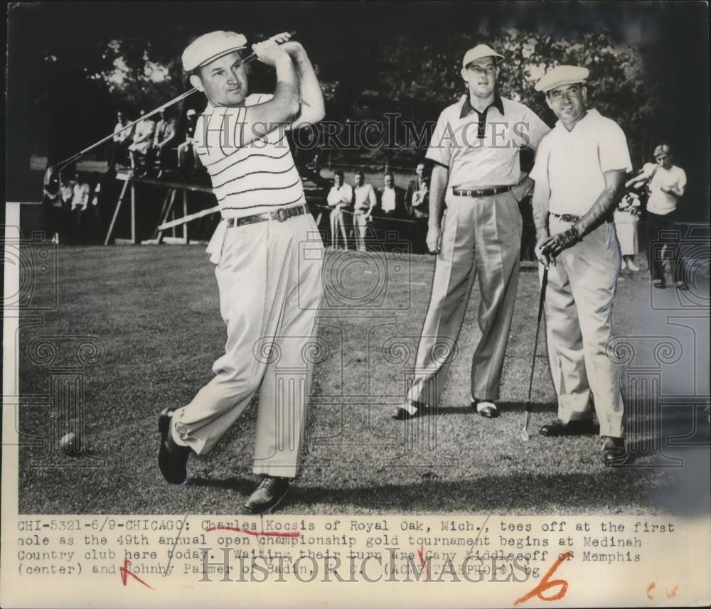 1949 Press Photo Charles Kocsis, Cary Middlecoff,John Palmer at golf Chicago - Historic Images