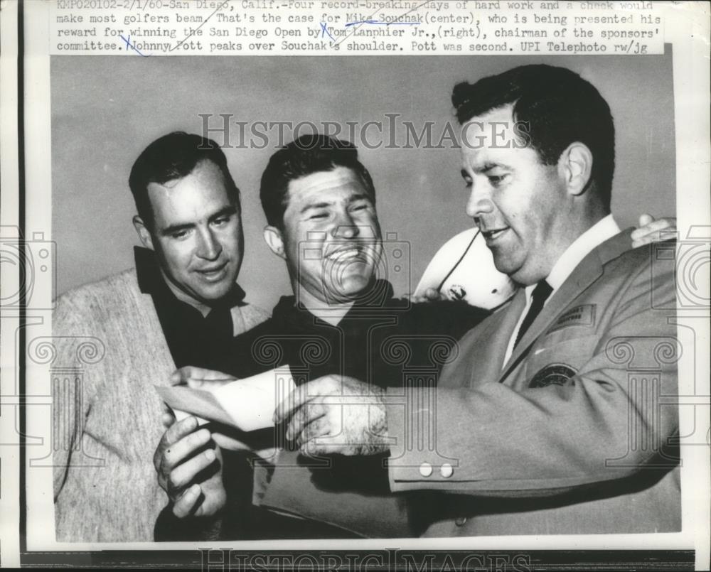 1960 Press Photo Mike Souchak wins San Diego Open Tom Lanphier Jr, John Pott - Historic Images