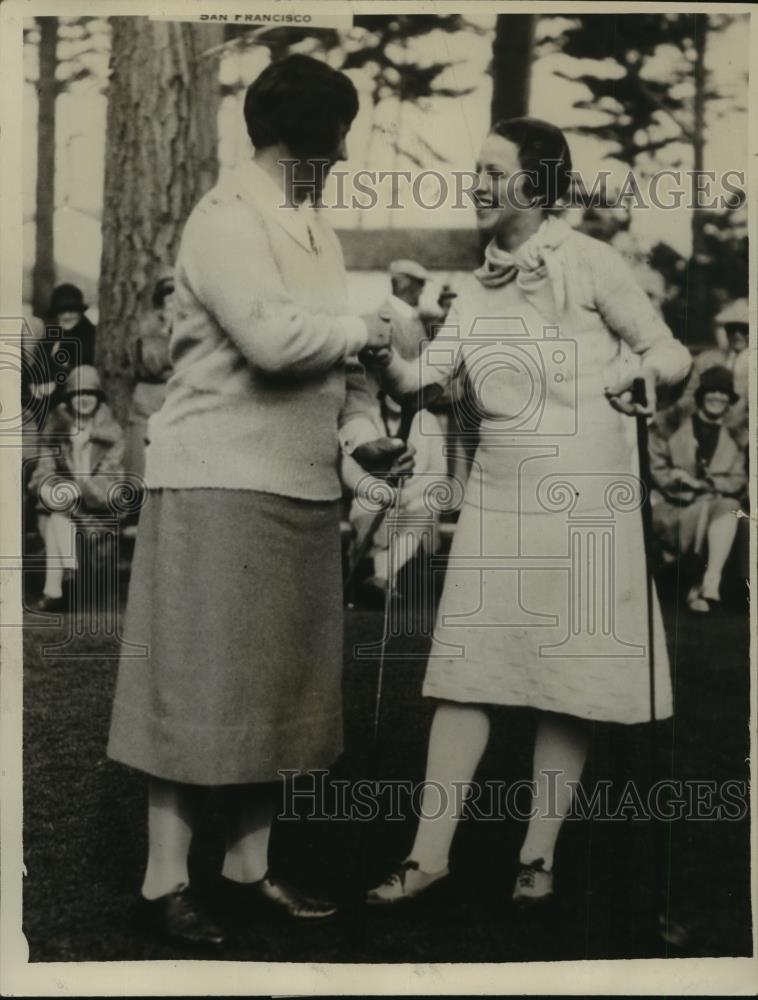 1929 Press Photo Mrs M Burns Horn, Miss Hollis at Pebble Beach Golf - net33214 - Historic Images