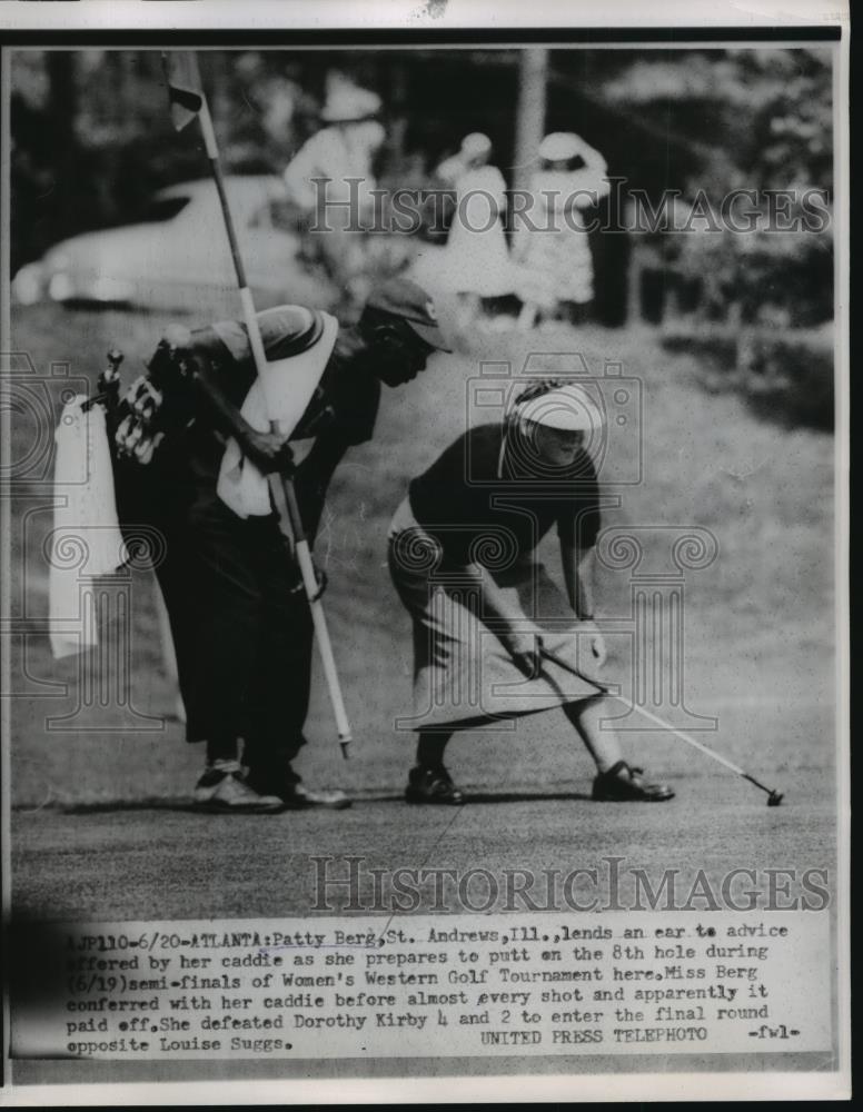 1952 Press Photo Patty Berg Ang Her Caddie At The Golf Tournement - net33352 - Historic Images