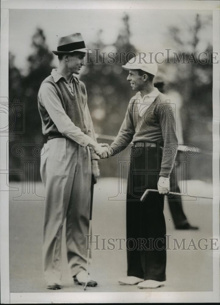 1937 Press Photo Bobby Dunkelberger, Tom Jamison, North &amp; South golf NC - Historic Images